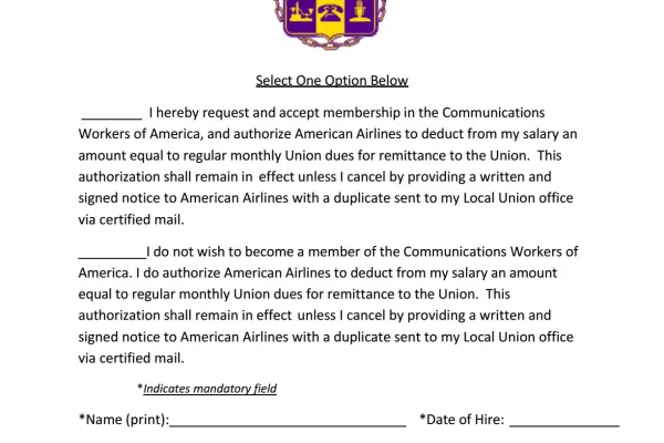 AA Membership and Dues Authorization